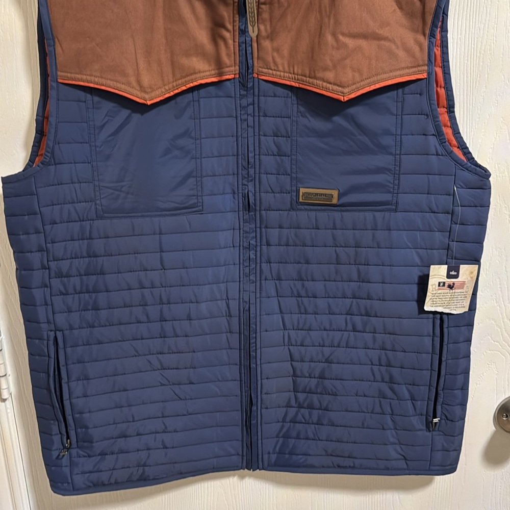 NWT Rural Cloth Men's Rider 2XL Vest Outdoor‎ Full Zip Pockets Insulated Quilted - Picture 3 of 15